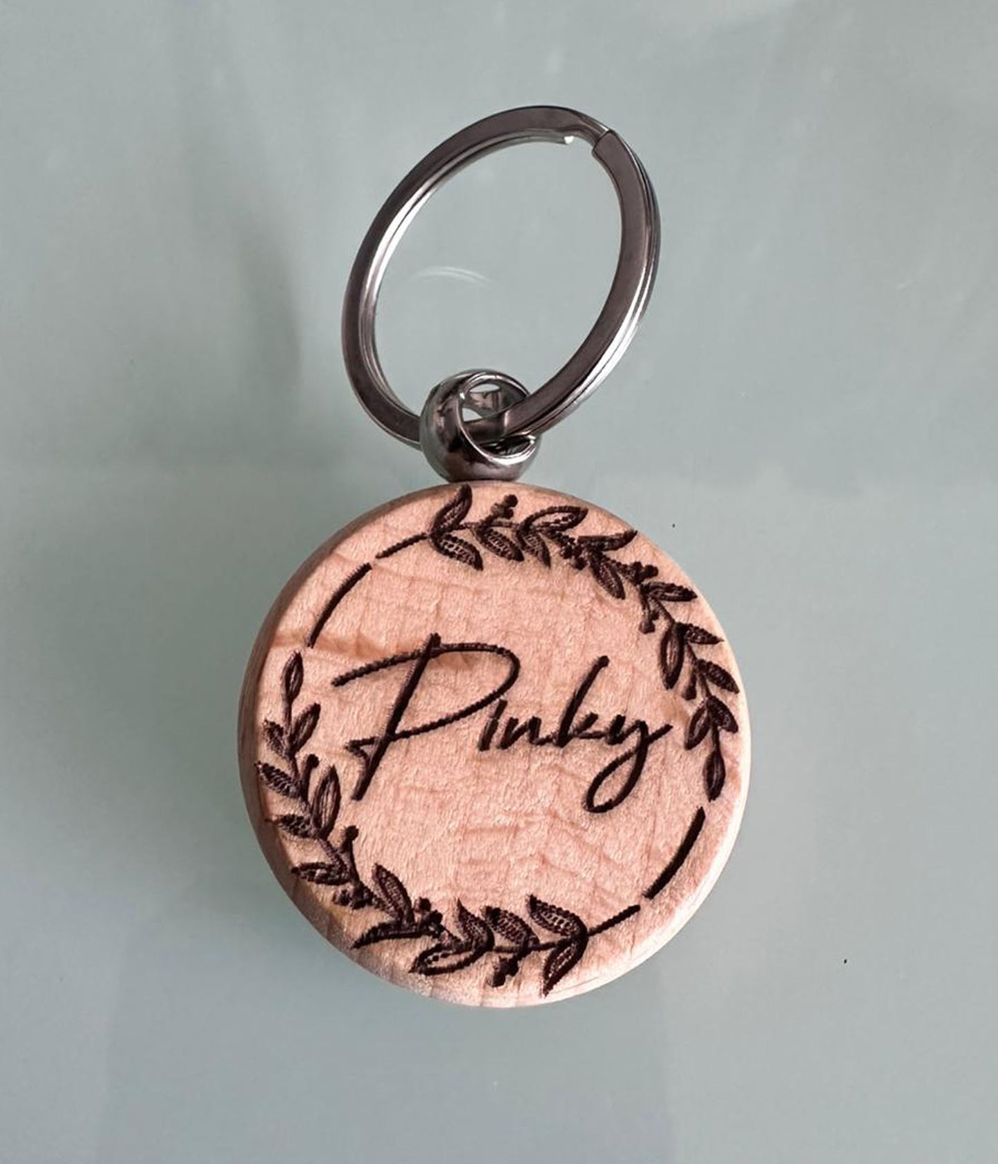 Round Wooden Keychain